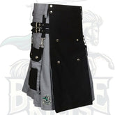 Grey & Black Two-Tone Utility Hybrid Kilt – Premium Scottish-Inspired Hybrid Wear